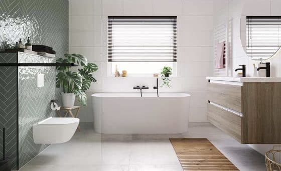 ванная комната с ванной в скандинавском стиле 
