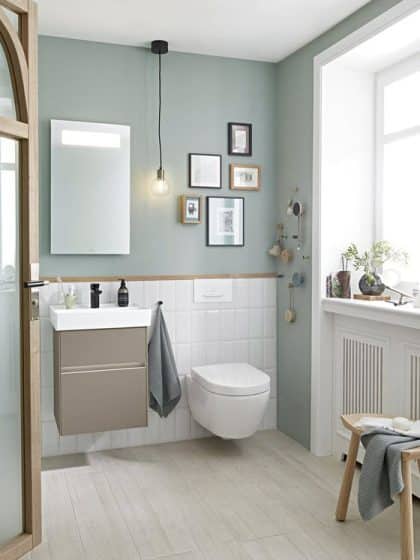 Цвета ванной комнаты для релаксации, пастельно-зеленые и белые тона
