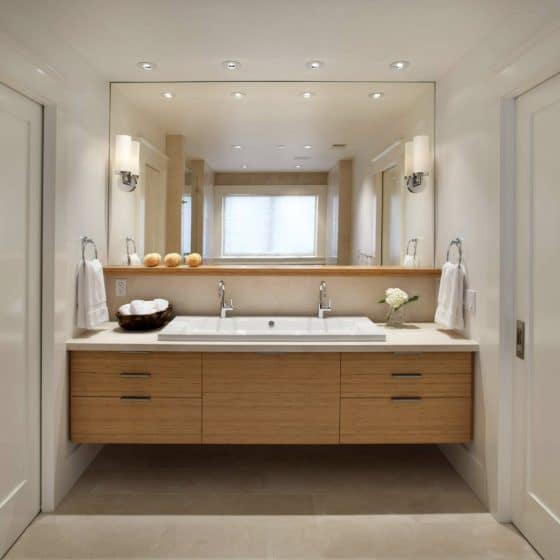современный дизайн освещения ванной комнаты