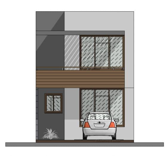 План фасада небольшого современного дома