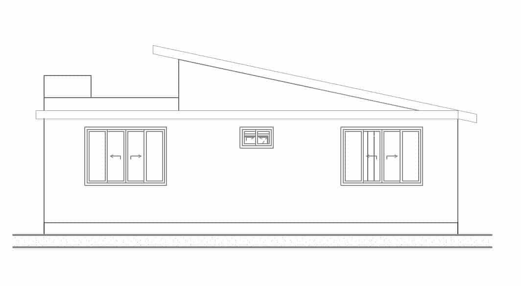 План заднего фасада одноэтажного дома