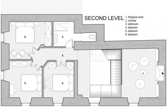 План небольшого трехэтажного каменного дома