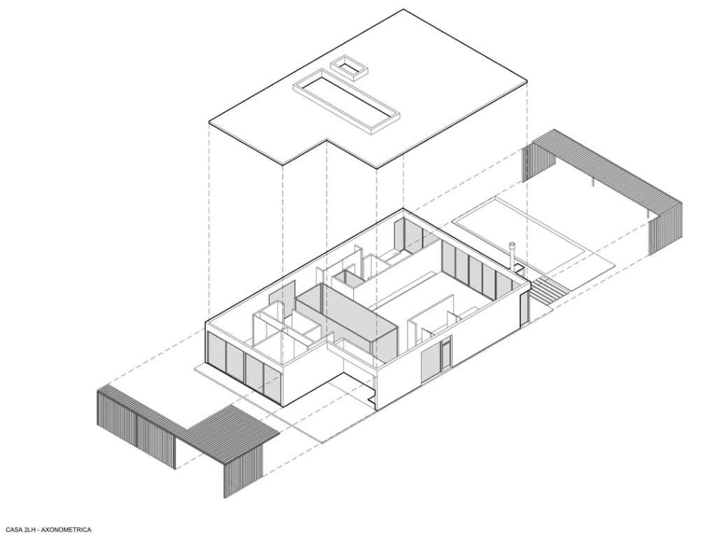 Аксонометрический план одноэтажного дома