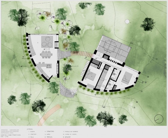 План одноэтажного загородного дома