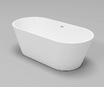 Отдельностоящая ванна из белой современной каменной смолы