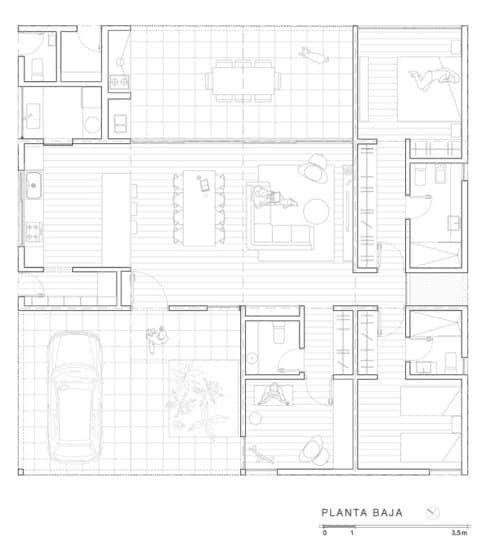 План одноэтажного квадратного дома 