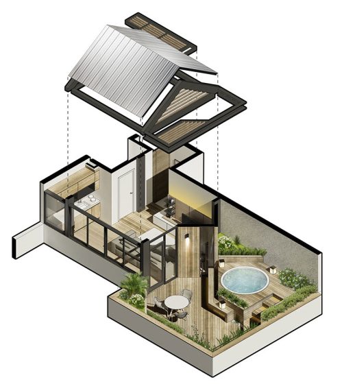 3D план дизайна террасы на крыше