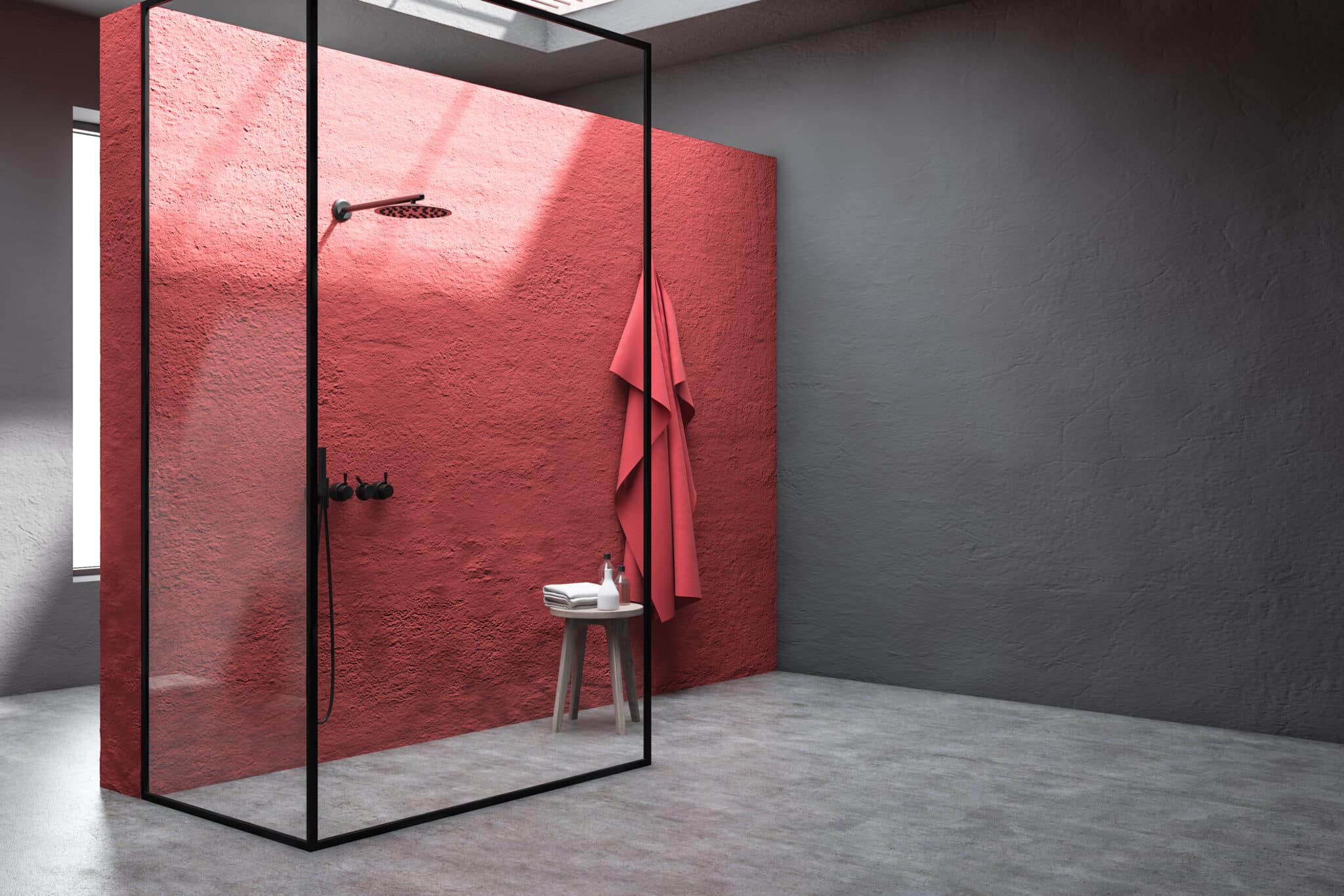 Ванная комната световой люк цвет гипсовые душевые стены в масштабе ss