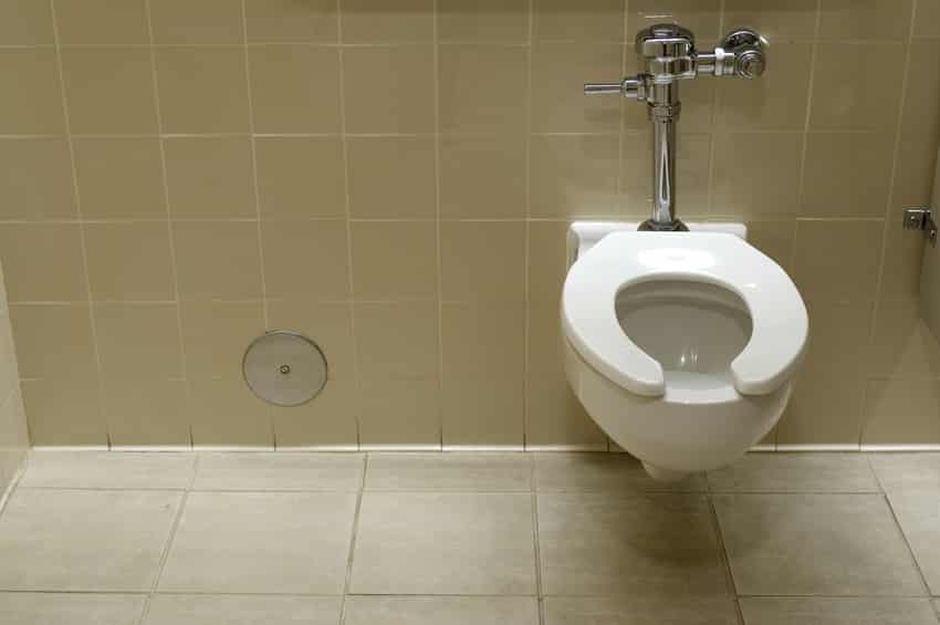 U-образное сиденье для унитаза в общественном туалете